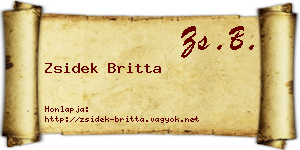 Zsidek Britta névjegykártya